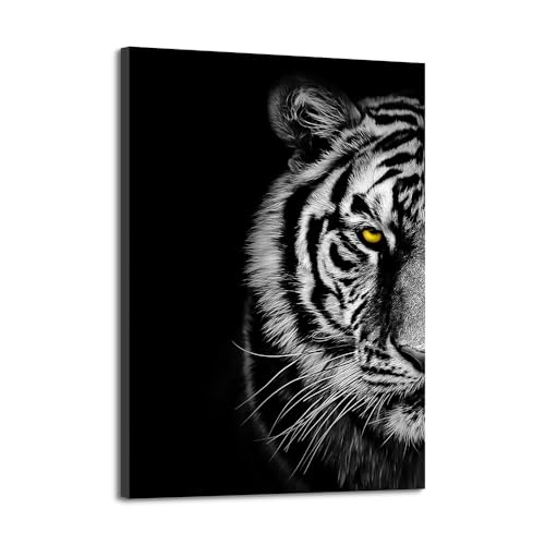 Dream Land Wild Tiger Canvas Wall Art: Modern Animal Portrait Picture Black White Wildlife Artwork for Bedroom by Dream Land - Used condition - US$32.37