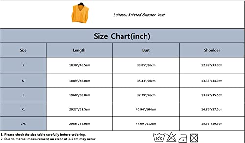 Lailezou Women's V-Neck Knit Sweater Vest Solid Color Argyle Plaid Preppy Style Sleeveless Crop Knit Vest #TOP4