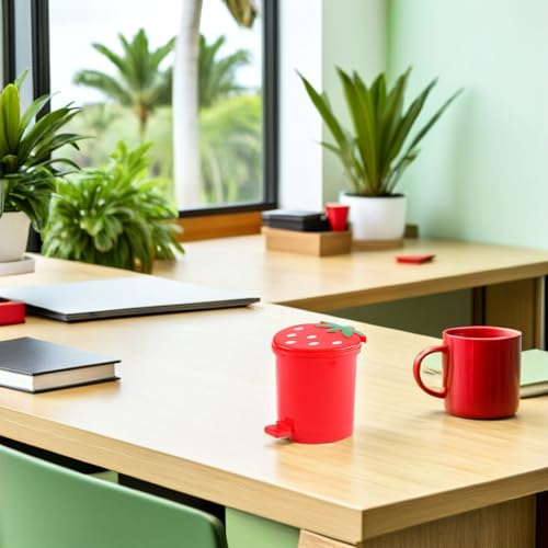 Mini caneca de basura de escritorio con tapa roja miniatura 6
