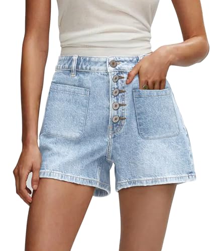 Image of CHICZONE Womens Mid-High Waisted Stretchy Denim Jean Shorts