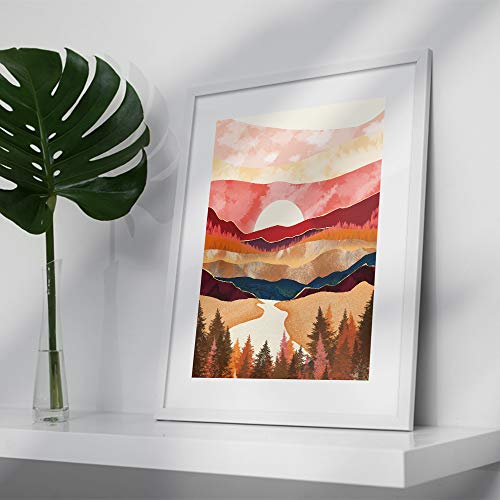 Yumknow Abstract Nature Wall Art - Boho Wall Art For Bedroom Wall Decor For Living Room Pictures For Wall Prints, Unframed 16X20 Inch, Mountain Decor, Sunset Wall Art, Moon Poster,Modern Fall Wall Art #TOP3