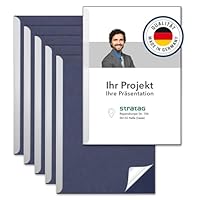 STRATAG Klemmschienen-Set (6 Stück) mit transparentem Deckel aus PP Kunststoff sowie Binderücken aus stabilem 350 g/m² Karton (Klemmmappe A4 Blau Tiefseeblau)