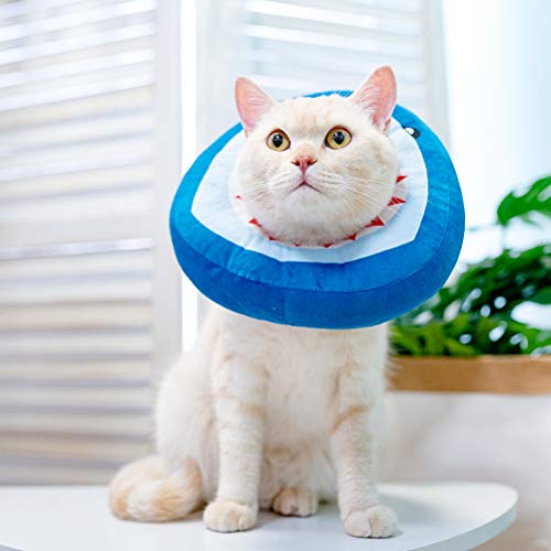 Expawlorer Cat Surgery Recovery Collar - Adjustable Donut Cat Cone Collar Soft, Pet E Collar For Wound Healing Protective Elizabethan Collars For Pets Kitten And Small Dogs, Cute Shark Design #TOP5