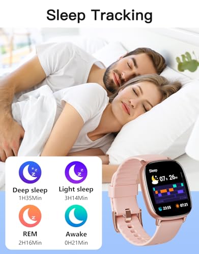 Image of HUAKUA Smart Watches for Women with GPS Built-in, Answer /Make Calls, 1.95 inch Smartwatch for iPhone /Android Phones, Fitness Watch with Heart Rate /Sleep Monitor 100+ Sports Modes IP68 Waterproof (Pink)