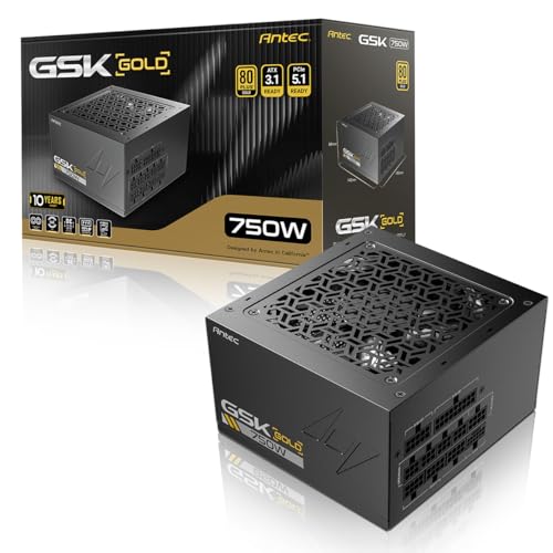 ANTEC �d�����j�b�g GSK750 V2 ATX3.1 �o��750W �u���b�N 80PLUS GOLD �F�؎擾 �������E���ϋv �t�����W�����[�� �d�����j�b�g Antec GSK750 V2 ATX3.1