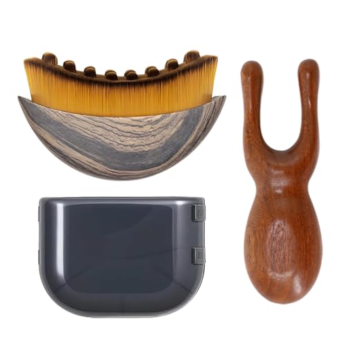 2 cepillos linfáticos faciales, cepillos faciales para contorno y jawline, peine de masaje para drenaje linfático, diseño ergonómico para masaje suave con caja de almacenamiento, cepillo de drenaje