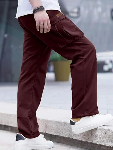 Image of Comdecevis Men's Casual Cargo Pants Workout Joggers Stretch Sweatpants Hiking Drawstring Tactical Pants with Multi Pockets