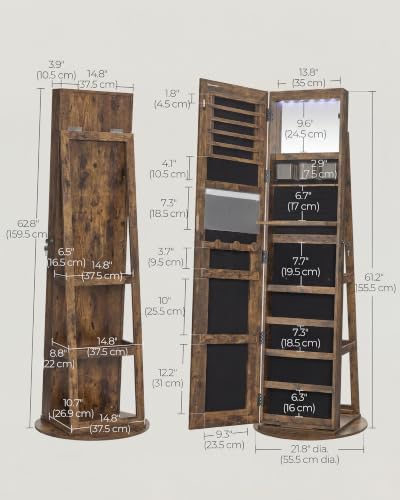 Image of SONGMICS HOME LED Standing Jewelry Armoire, Vanity Mirror with Storage