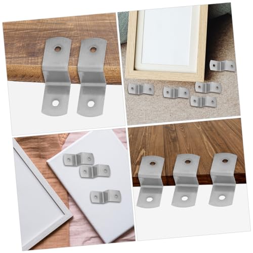 Image of 50pcs Corner Code Hardware Hook Z Offset Clips Picture Frame Corner Brackets Z Clips Z Bracket Canvas Clips Spacers Fastener Framing Brackets Corners Trim Clips Hang Iron Silver