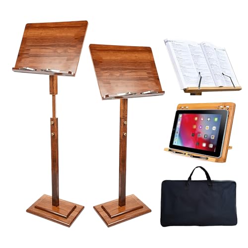 Wooden Sheet Music Stand with Carry Bag, Adjustable Bamboo Music Stand