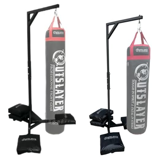 Outslayer Muay Thai Heavy Bag Stand 350lbs Capacity. Heavy Duty Punching Bag Stand with 4 Sand Bags