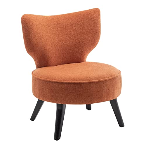 HOMYKA Teddy Armless Accent Chair for Living Room, Cushion Armless Slipper Chair Wingback Side Chair, Sherpa Accent Chair Comfy Curved Backrest Small Corner Chair for Space Saving, Orange HOMYKA Teddy Armless Accent Chair for Living Room, Cushion Armless Slipper Chair Wingback Side Chair, Sherpa Accent Chair Comfy Curved Backrest Small Corner Chair for Space Saving, Orange