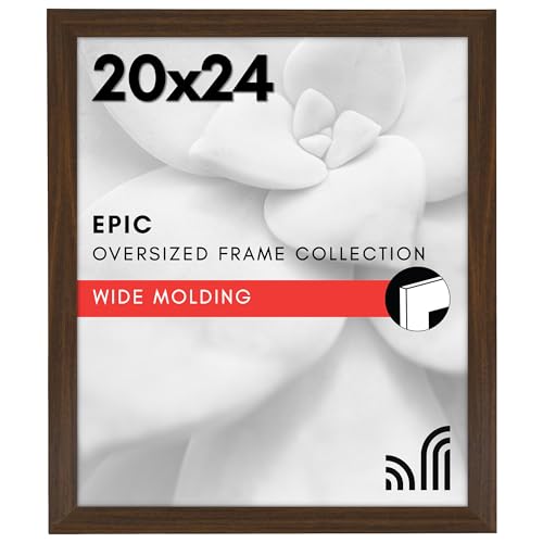Americanflat 20x24 Picture Frame with Polished Plexiglass - Wide Picture Frames Made of Engineered Wood for Vertical or Horizontal Wall Display - Epic Collection - Walnut
