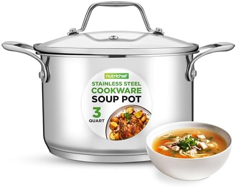 3-Quart Stainless Steel Pot, Even Heat, Glass Lid, Induction Safe