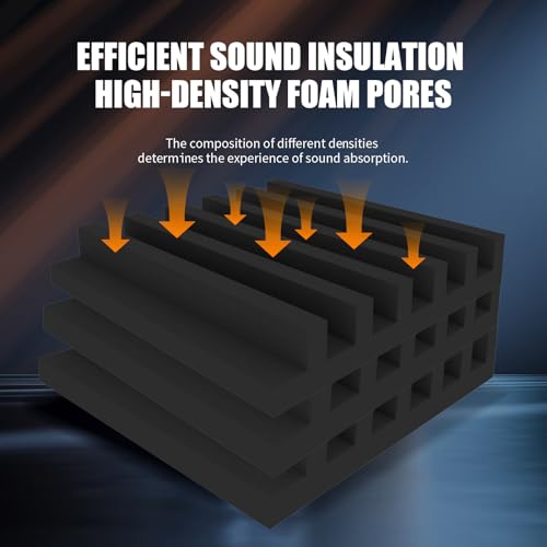 Acoustic Foam Panels, Sound Proof Foam Panels for Walls, Soundproofing Absorbing Panels Studio Noise Absorbing for Studio, Office, Home, 2" X 12" X 12" DK-H-50PACK — view 5