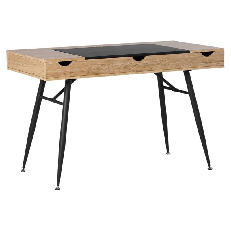 Calico Designs Nook Modern Desk with Multi Soft-Close Storage Compartments, Black Graphite/Ashwood