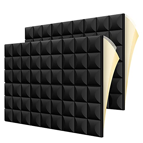 G-WACK 12 Pack SELF-ADHESIVE Sound Proof Foam Panels, 1.5" X 12"x 12", Acoustic Foam Panels,sound Proofing Padding for Wall, Noise Blocker, Sound Absorbing Panel Acoustic Tiles Gaming Room Studio Foam