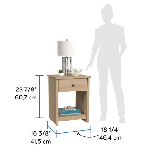 Image of Sauder River Ranch Nightstand W /Drawer, Harvest Walnut Finish