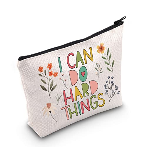 POFULL Motivational Gifts for Women College Student Gift I Can Do Hard Things Cosmetic Bag (I Can Do Hard Things bag)