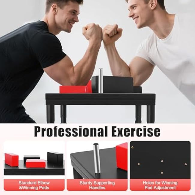 Arm Wrestling Table, 2204 Lbs Adjustable Arm Battle Table Stainless Steel Wrist Training Equipment with Handles Elbow Pads for Gyms, Sports Halls, Homes 90 X 65 X 100 cm