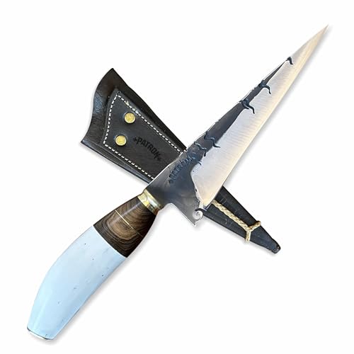 Faca Churrasco Tesoura Patron 6 Polegadas Cabo Chifre Aço Inox 3mm Forjada Personalizada