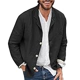 Blazers para hombre regulares, blazers inteligentes casuales de ajuste ancho, chaquetas casuales para hombre, chaquetas de lino para hombre, chaquetas de verano para hombre, blazer negro largo, traje de lino para hombre, 2 piezas, blazer de tweed para niños, chaquetas de traje para hombre, ajuste regular, negro, chaquetas inteligentes para hombre, talla 7XL
