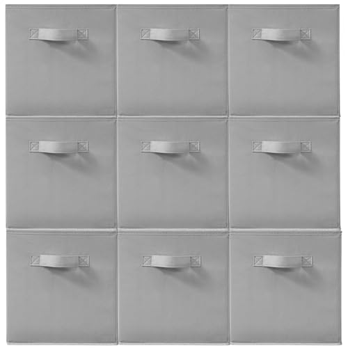 STORAGEIDEAS 11 Inch Fabric Storage Cubes, Sturdy Foldable Storage Bins, Heavy Duty Cube Organizer for Clothes, Blankets, Shelves, Closets, Bedroom, Living Room, Gray, 9 Pack by STORAGEIDEAS - Used condition - US$17.61