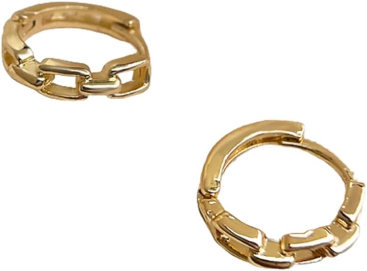 Chain Link Hoop Earrings for Women Sustainable 14K Gold Plated Recycled Brass Hypoallergenic 925 Sterling Silver Posts PVD Coated Trendy & Modern 12mm