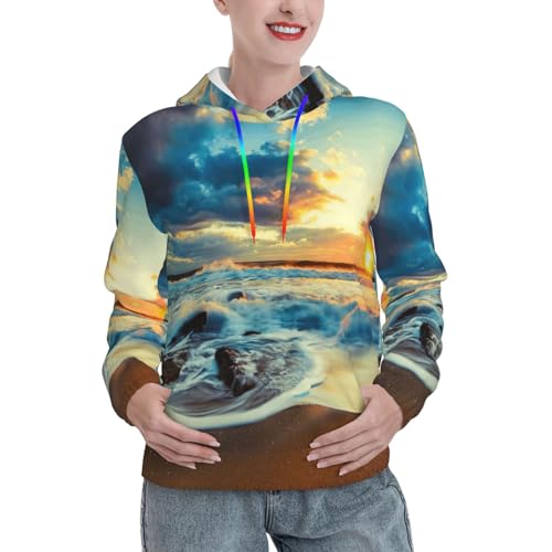 Sweat à capuche femme EdWal avec imprimé coucher de soleil et poche kangourou