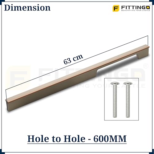 Image of Altroz Modern Handle for Wardrobe /Cabinet Handle /Pull Handle for Wardrobe /Cupboard Handle (600mm Hole to Hole) Aluminum - White Pearl /G.Brown (Pack of 1)-| 3 Years Warranty |