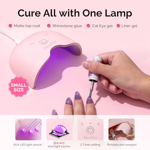 Image of MelodySusie Gel Nail Polish Kit with UV Light P-ART06F- Popular Color Gel with Builder and Baser &Glossy Top Coat Soak Off Includes Nail Art Tools Nail Art Gift for Women & Girls