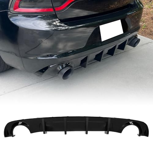 MODILOVER Rear Bumper Diffuser Lip, Compatible with 2015-2023 Dodge Charger Base & SXT, PP Gloss Black Rear Lower Lip Valance Splitter