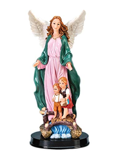 Ángel de la Guarda con Niños en Puente 12 pulgadas