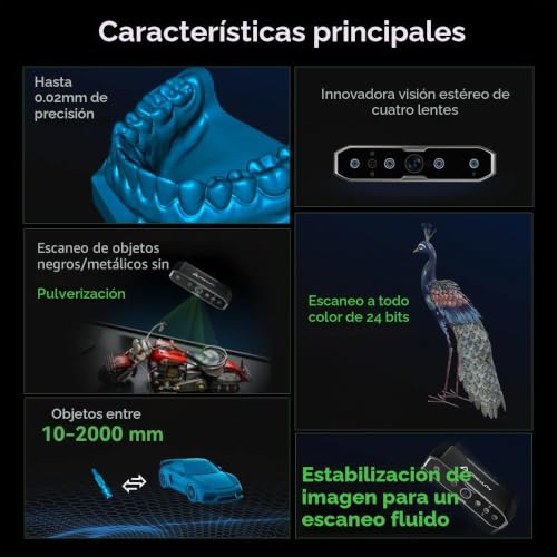 Miniatura 3 de Creality Cr-Scan Otter - Escáner 3d 0,02 Mm, Visión Estéreo De Cuatro Lentes, Escaneo A Color De 24 Bits Para Objetos De 10 A 2000 Mm, Color Negro Metálico Sin Pulverización
