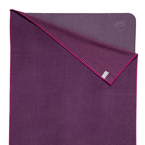 Serviette de Yoga GRIP2 | avec Picots antidérapants | en Microfibre | Serviette d'entraînement antidérapante pour Tapis de Yoga | Antibactérien | Bleu – Image 4
