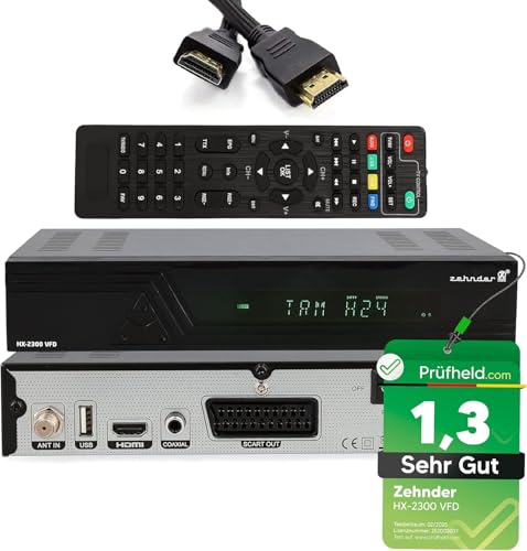 Test con molto buono (nota 1,3): il ricevitore satellitare ZEHNDER HX 2300 VFD con display alfanumerico è stato sottoposto a rigorosi test e ha superato la nota 