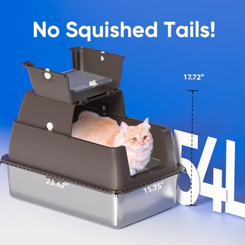 Arenero para gato de acero inoxidable 54L grande cerrado miniatura 2
