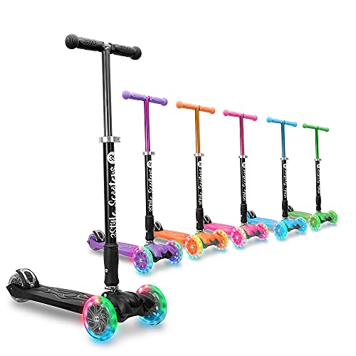 3StyleScooters RGS-2 Patinete Scooter Tres Ruedas para Niños Niños de 5 Años o Más con Luces LED en Las Ruedas, Diseño Plegable, Manillar Ajustable, Peso Ligero (Negro)