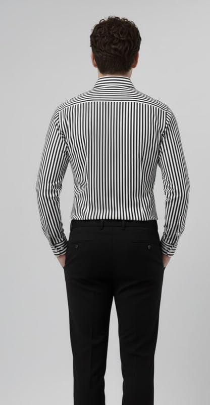 Image of U TURN Men's Casual Solid Stylish Formal Striped Shirt for Men