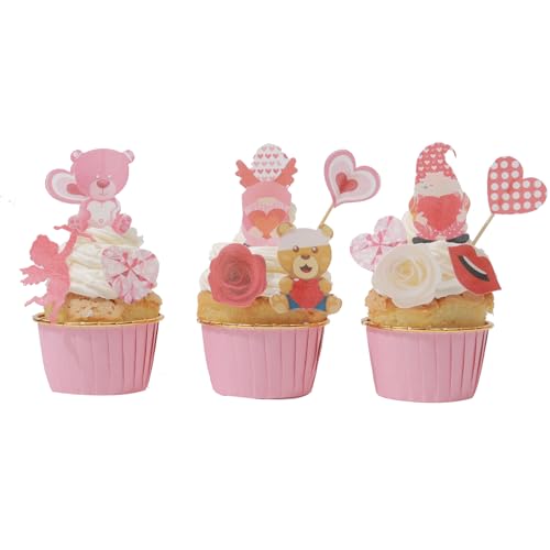 Yocity CAKE TOPPER 015 68Pcs Heart Love Cake Cupcake Toppers Red Kiss Me Be Mine Gnomes Sweet Cake Decorations For Mothers Day Wedding Engagement Theme Party Suppliers thumb #5