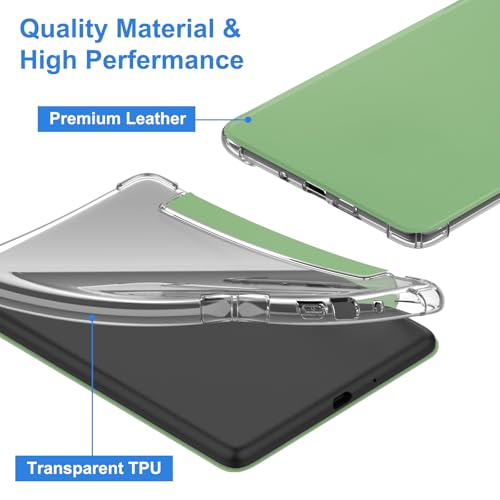 Image of HGWALP Case for 6 inch Kindle (11th Generation-2024 /2022 Release), Ultra Clear Soft Flexible Transparent TPU Back Cover Light Shell with Auto Wake /Sleep for Kindle 2024 /2022 11th Gen.,Matcha Green