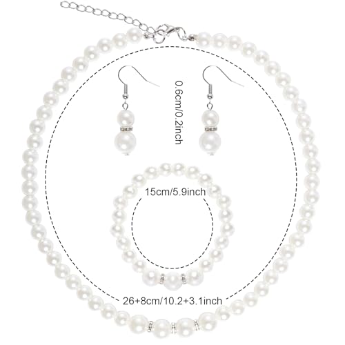 Jmkcoz Women Jewelry Set Faux Pearls Choker Necklace Bracelet Earrings Bridal Wedding Jewelry Sets for Brides Bridesmaid Wedding Party (Style 13) by Jmkcoz - Used condition - Image 5