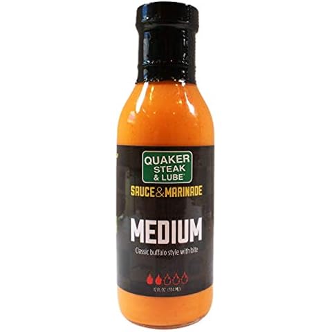 Quaker Steak and Lube Medium Wing Sauce - 12 Ounce Glass Bottle of Quaker Steak & Lube Medium Sauce Cover