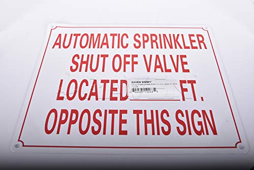 Supply Giant TJHO#7 Fire Safety Sign Automatic Sprinkler Shut Off Valve Located __ Ft Opposite This Sign, Heavy Duty Aluminum, 10 in. x 12 in