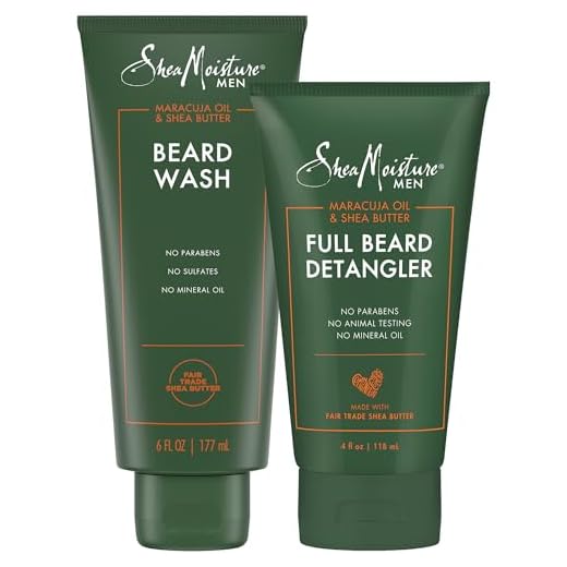 SheaMoisture Beard Wash for Men & Detangler Set - Beard Wash Kit w/ Maracuja Oil & Fair Trade Organic Shea Butter, Cleanser & Softener (2 Piece Set)