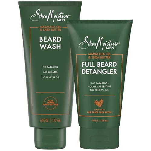 SheaMoisture Beard Care Set – Beard Wash & Full Beard Detangler with Shea Butter & Maracuja Oil, Gifts for Men (2 Piece Set)