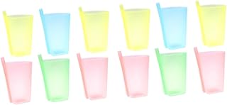 TOYANDONA 12 Peças Copos De Plástico Para Crianças Em Cores Doces Copos Para Beber Água De Plástico Copos Para Beber Canudos Coloridos Canudos Coloridos De Plástico Para Crianças Copos De
