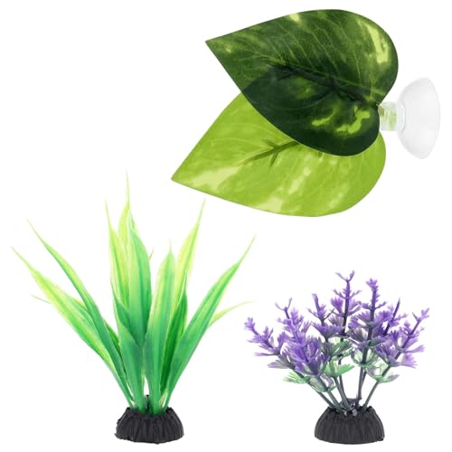 3Pcs Betta Fish Tank Decorations Small,Fish Tank Decorations Betta Fishes Leaf Pad Small Aquarium Artificial Plants Aquarium Accessories Bettas Fishes Tanks Decor for Bettas Spawning Grounds Resting