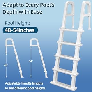 UPHYB Pool Ladder, 5-Step Pool Stairs with Double Handrails and Non-Slip Steps for 47“-54” Above Ground and In-Ground Pools, White