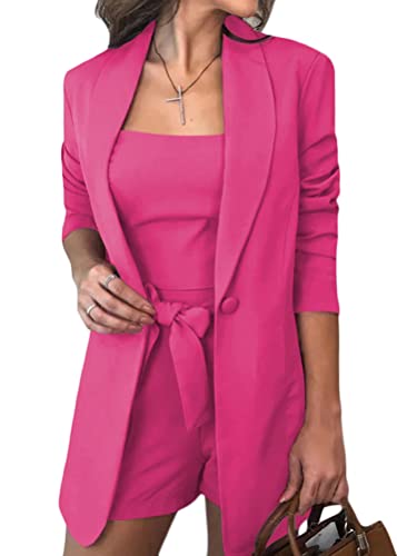 Veste de costume et short ensemble femme 3 pièces pour rester fraîche et élégante au travail